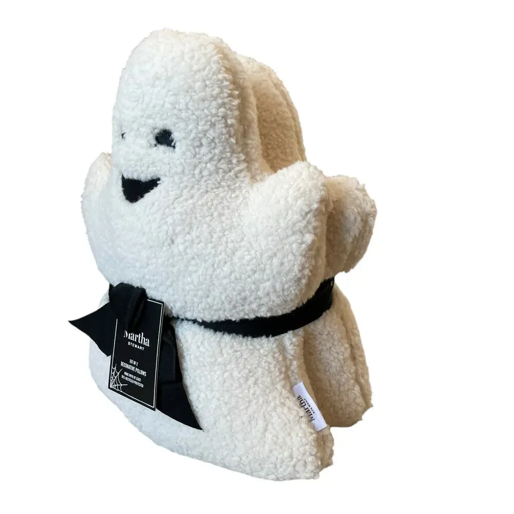 Martha Stewart 16” Plush Ghost Pillows Sherpa Boy Girl Halloween 2 Pack NEW
